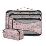 Rose Gold Leopard Print Packing Cubes – 4 Pack