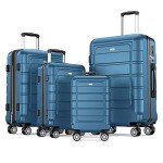 Expandable 4-Piece Navy Luggage Set with TSA Lock
