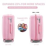 Lightweight 4-Piece Expandable Luggage Set (Pink)