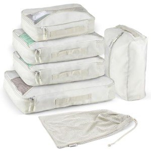 5 Piece Travel Packing Cubes Set with Laundry Bag