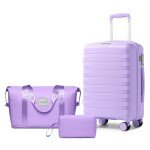 Lavender 3-Piece Luggage Set with Duffel Bag