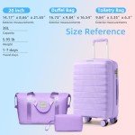 Lavender 3-Piece Luggage Set with Duffel Bag