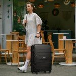 20-Inch Black Hard Shell Carry-On Suitcase Set