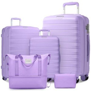 Lavender 5-Piece Expandable Luggage Set with Duffel