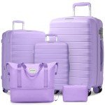 Lavender 5-Piece Expandable Luggage Set with Duffel
