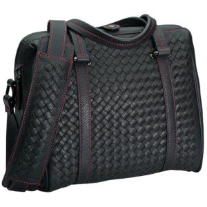 Vi Vante Black Leather Camera Bag with Red Interior