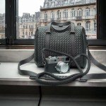 Vi Vante Black Leather Camera Bag with Red Interior