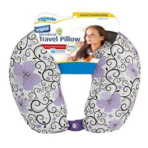 Purple Print Microbead Travel Neck Pillow by Cloudz