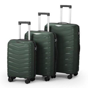Dark Green 3-Piece Hard Shell Luggage Set