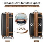 3-Piece Expandable Black Luggage Set with Backpack