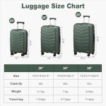 Dark Green 3-Piece Hard Shell Luggage Set