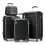 GinzaTravel 4-Piece Hardside Luggage Set, Black