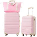 Merax 2-Piece Hard Case Luggage Set - White Pink