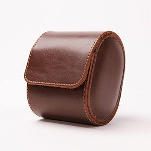 Brown Leather Watch Roll Travel Case for Men
