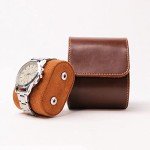 Brown Leather Watch Roll Travel Case for Men