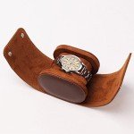 Brown Leather Watch Roll Travel Case for Men
