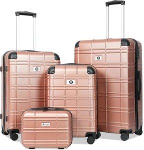 Rose Gold 4-Piece Hard Shell Luggage Set