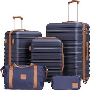 Coolife 3-Piece Hardside Luggage Set – Navy