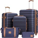 Coolife 3-Piece Hardside Luggage Set – Navy