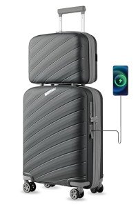 LUGGEX Lightweight Carry-On Luggage Set (Grey)