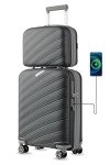 LUGGEX Lightweight Carry-On Luggage Set (Grey)