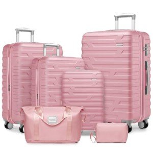 Pink 6-Piece Hardside Luggage Set with Spinner Wheels