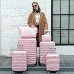 Pink 6-Piece Hardside Luggage Set with Spinner Wheels