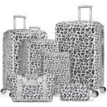 LARVENDER 6-Piece Expandable Leopard Luggage Set