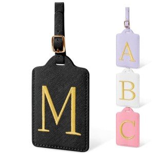 Custom PU Leather Initial Luggage Tags for Travel
