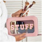 Stylish Pink Makeup Bag with Clear Windows