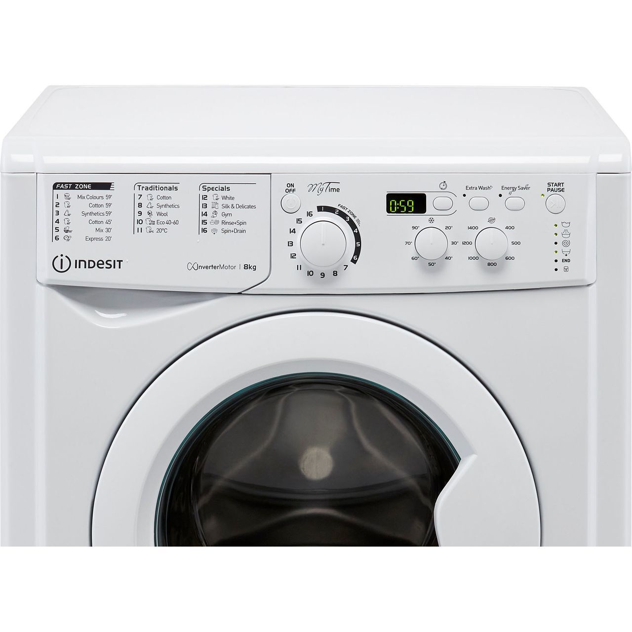 8Kg Indesit My Time Washing Machine White