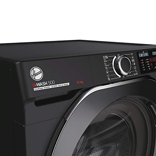 Hoover H-Wash 500 HW412AMBCB Black Washing Machine, Large Capacity