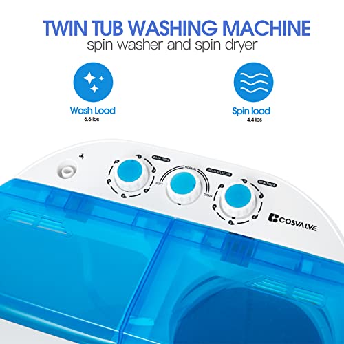 Portable Twin Tub Washing Machine 5 KG Compact Blue&White