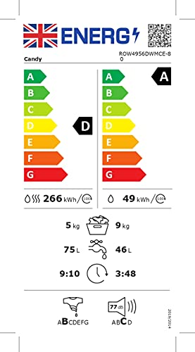 9 kg Washer Dryer, WiFi, Alexa, White/Chrome