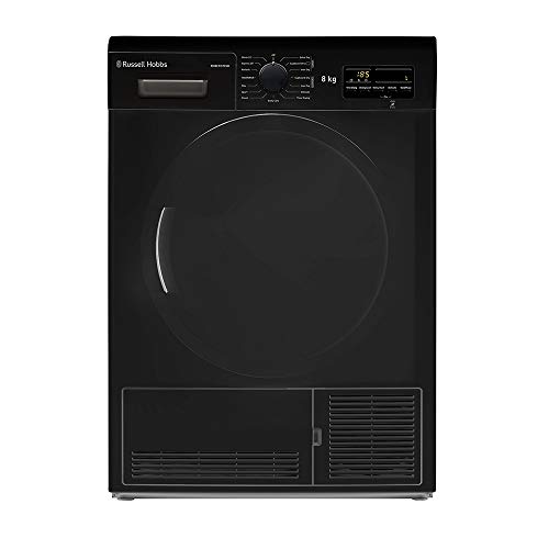 8kg Freestanding Black Dryer + DelayStart | Russell Hobbs