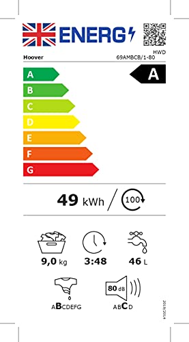 Hoover H-Wash 500 Wifi Washing Machine, 9Kg Black