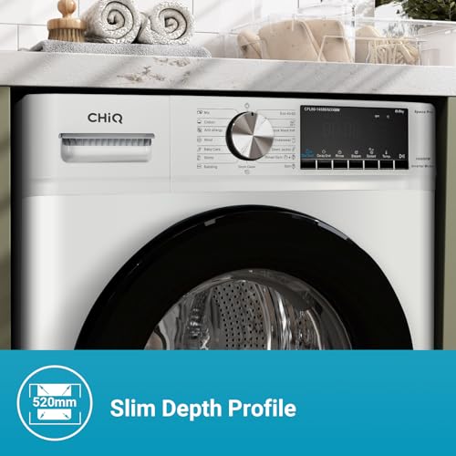CHiQ Front Load Washing Machine, 8KG, 1400RPM, White
