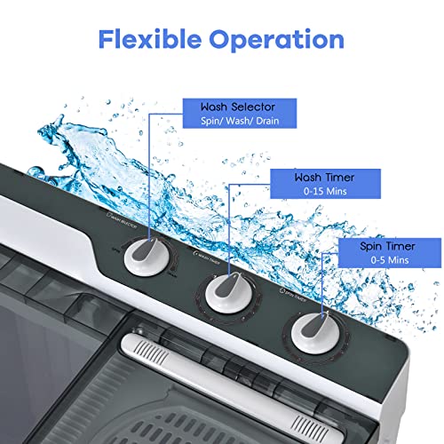 TANGZON Portable Twin Tub Washing Machine, Timer Control