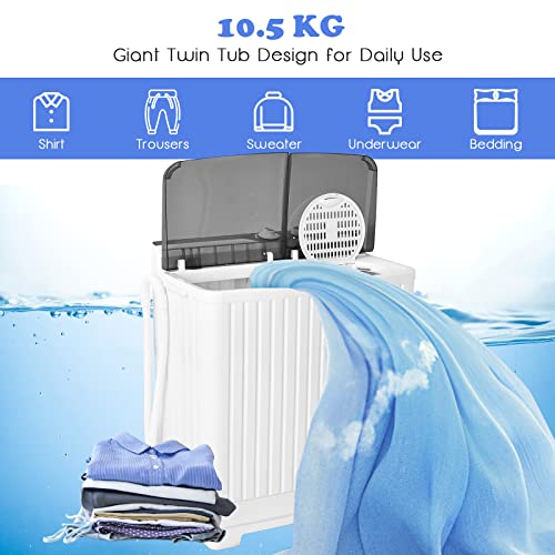 TANGZON Portable Twin Tub Washing Machine, Timer Control