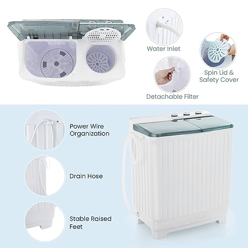GiantexUK 10.5KG Twin Tub Washing Machine with Spinner