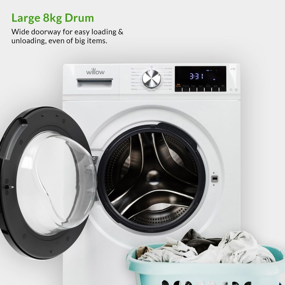 Willow 8kg 1400 Spin Washing Machine with 16 Programs