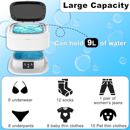 Portable 2-in-1 Laundry Mini Washing Machine, 9L Foldable