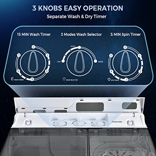 COSTWAY Twin Tub Portable Washing Machine, 4.5KG/6KG/8.5KG Capacity