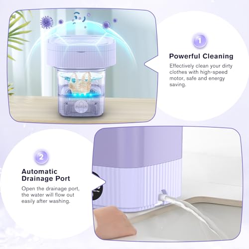 Foldable Mini Washing Machine for Baby Clothes, Compact (Purple)