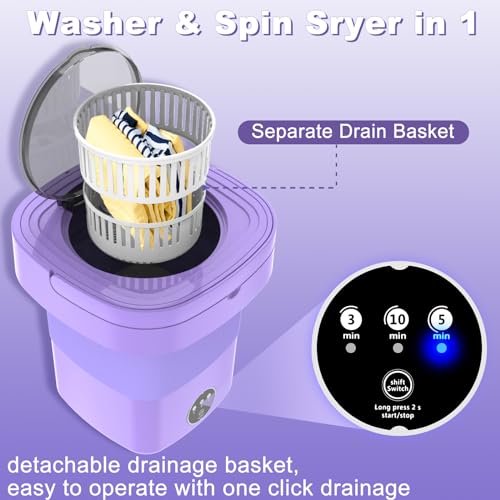 Portable 2-in-1 Mini Foldable Washer with Drain Basket