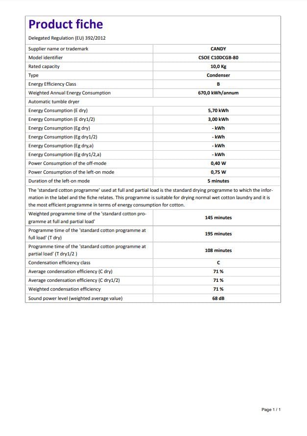 Candy 10Kg Black Tumble Dryer with WIFI