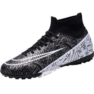 XJIODF Men's Black High-Top Soccer Shoes