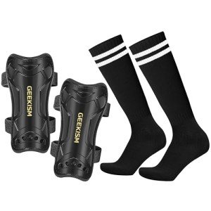 Youth Soccer Shin Guards with Socks - Black