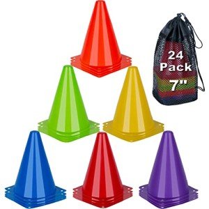 24 Pack 7-Inch Soccer Training Field Cones