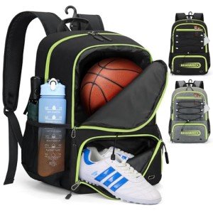 RAINSMORE Water-Resistant Sports Backpack with Ball Holder